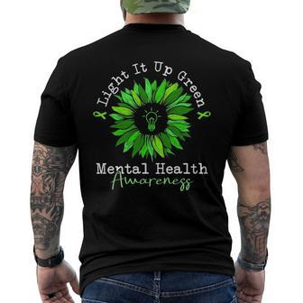 Light It Up Green Mental Health Awareness Green Ribbon Men's Back Print T-shirt | Mazezy
