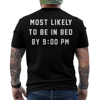 Most Likely To Be In Bed By 900 Pm 4Th Of July Men's T-shirt Back Print - Seseable