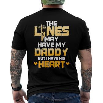 Lineman Dad I Have My Daddys Heart Fathers Day Kid Men's Back Print T-shirt | Mazezy