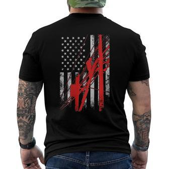 Lineman - Usa Flag Printed On Back Men's Back Print T-shirt | Mazezy