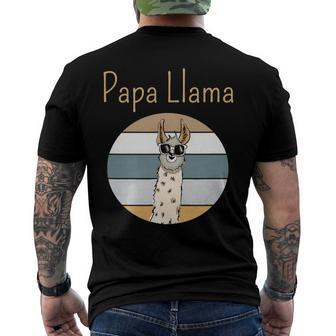 Llama Dad Matching Papa Alpaca Lover Fathers Day Men's Back Print T-shirt | Mazezy