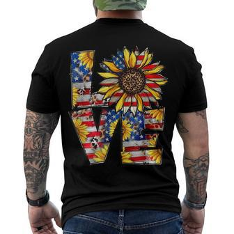 Love 4Th Of July Leopard Us Flag Sunflower Fourth Of July Men's T-shirt Back Print - Seseable