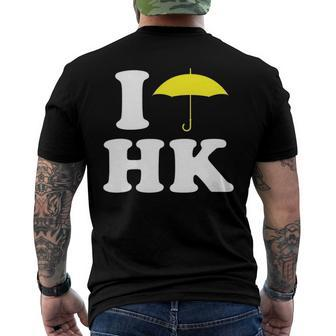 I Love Hk Yellow Umbrella Hong Kong Movement Men's Back Print T-shirt | Mazezy