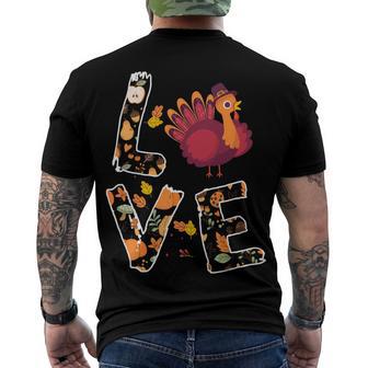 Love Turkey Thanksgiving Happy Fall 20 Shirt Men's Crewneck Short Sleeve Back Print T-shirt | Favorety