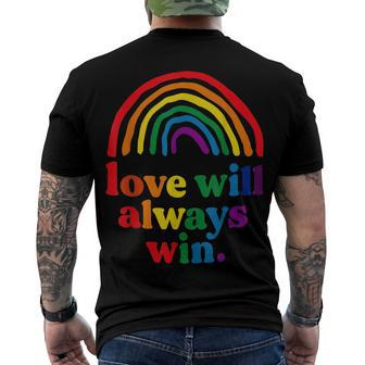 Love Will Always Win Pride Rainbow Kid Child Lgbt Quote Fun Men's T-shirt Back Print - Seseable