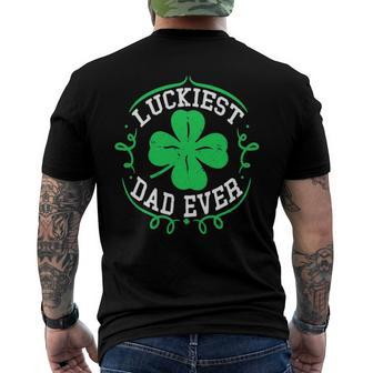 Mens Luckiest Dad Ever St Patricks Day Daddy Men Men's Back Print T-shirt | Mazezy