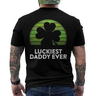 Mens Luckiest Daddy Ever Shamrock Sunset St Patricks Day Dad Men's Back Print T-shirt | Mazezy