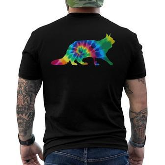 Maine Coon Cat Tie Dye Vintage Hippie Cat Lover Men's Back Print T-shirt | Mazezy