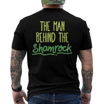 Man Behind The Shamrock St Patricks Day Pregnancy Dad Men's Back Print T-shirt | Mazezy