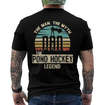 Man Myth Legend Dad Pond Hockey Player Men's Back Print T-shirt | Mazezy