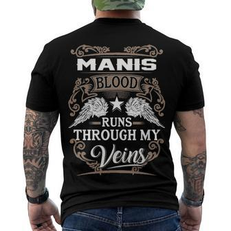 Manis Name Manis Blood Runs Through My Veins Men's T-Shirt Back Print - Seseable