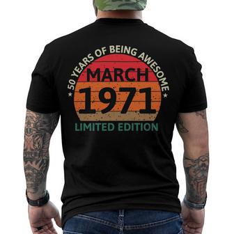 March 1971 50 Years Old Retro Vintage 50Th Birthday Men's Crewneck Short Sleeve Back Print T-shirt | Favorety UK