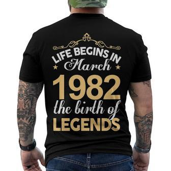 March 1982 Birthday Life Begins In March 1982 V2 Men's T-Shirt Back Print - Seseable