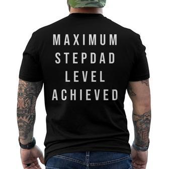 Maximum Stepdad Level Achieved Gamer Fathers Day Men's Back Print T-shirt | Mazezy