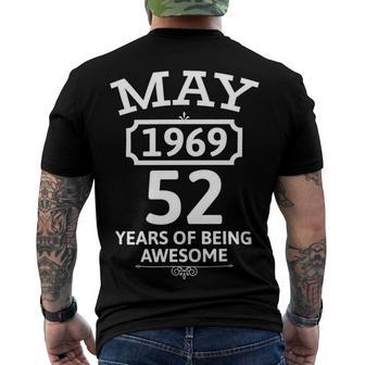 May 1969 52 Years Of Being Awesome 52Nd Birthday 52 Years Old Men's Crewneck Short Sleeve Back Print T-shirt | Favorety CA