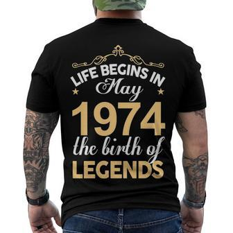 May 1974 Birthday Life Begins In May 1974 V2 Men's T-Shirt Back Print - Seseable