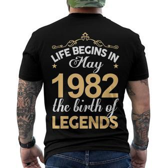 May 1982 Birthday Life Begins In May 1982 V2 Men's T-Shirt Back Print - Seseable