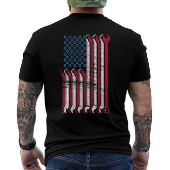 Mechanic American Flag Combination Wrenches Men's Back Print T-shirt | Mazezy