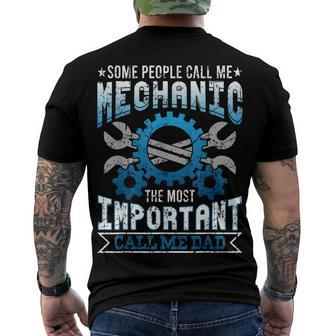 Mechanic Dad Mechanics Fathers Day Dads Birthday Men's T-shirt Back Print - Seseable