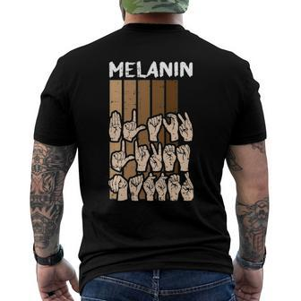 Melanin Black History Sign Language African American Men's Back Print T-shirt | Mazezy