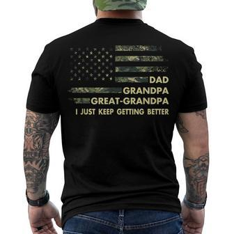 Mens Fathers Day Gift From Grandkids Dad Grandpa Great Grandpa  Men's Crewneck Short Sleeve Back Print T-shirt