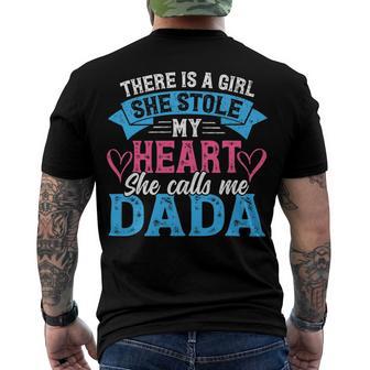 Mens Funny Fathers Day Shirt A Girl She Calls Me Dada Grandpa 7 Shirt Men's Crewneck Short Sleeve Back Print T-shirt | Favorety