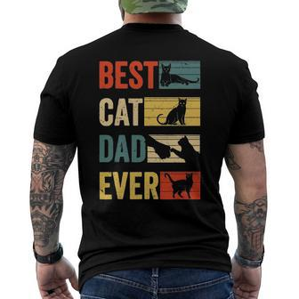 Mens Funny Vintage Cat Daddy Tee Fathers Day Best Cat Dad Ever Men's Crewneck Short Sleeve Back Print T-shirt | Mazezy