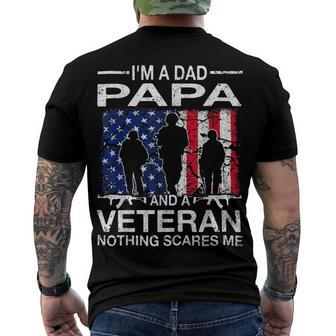 Mens Im A Dad Papa And A Veteran Dad Fathers Day Men's Crewneck Short Sleeve Back Print T-shirt - Monsterry