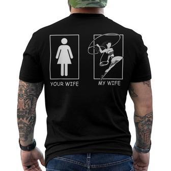 Mens My Wife Vs Your Wife Funny Husband Men Groom Present Sleeveless Top 269 Trending Shi Men's Crewneck Short Sleeve Back Print T-shirt | Favorety DE