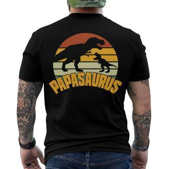 Mens Papasaurus Rex Funny Cute Dinosaur Fathers Day Men's Crewneck Short Sleeve Back Print T-shirt - Monsterry UK