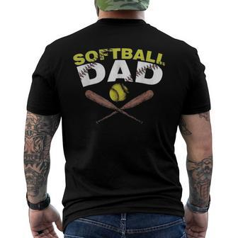 Mens Softball Dad Softball Lover For Father Fathers Day Dad Men Men's Crewneck Short Sleeve Back Print T-shirt | Mazezy DE