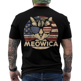 Meowica American Cat 4Th Of July Flag Sunglasses Plus Size Men's T-shirt Back Print - Seseable