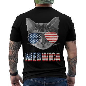 Meowica Funny Cat Patriotic Usa Shirt American Flag 544 Trending Shirt Men's Crewneck Short Sleeve Back Print T-shirt | Favorety DE