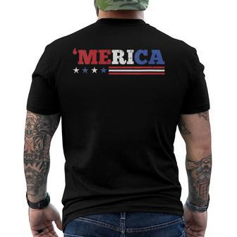 Womens Merica 4Th Of July Independence Day Patriotic American V-Neck Men's Back Print T-shirt | Mazezy