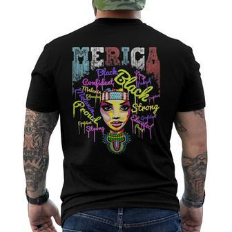 Merica African American Flag Bandana - 4Th Of July Queen Men's Back Print T-shirt | Mazezy