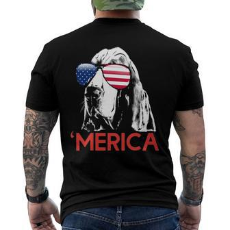 Merica Basset Hound American Flag 4Th Of July Men's Crewneck Short Sleeve Back Print T-shirt | Mazezy