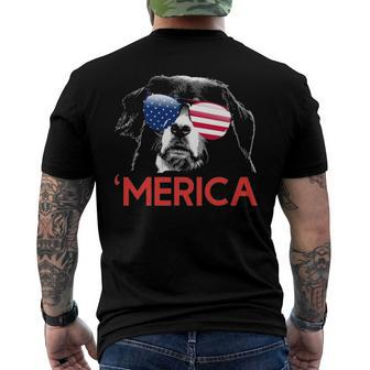Merica Bernese Mountain Dog American Flag 4Th Of July Men's Back Print T-shirt | Mazezy