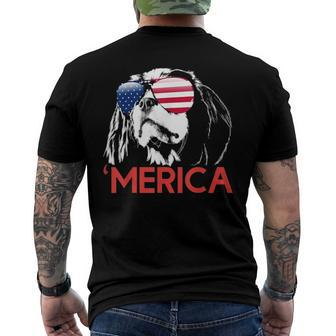 Merica Cavalier King Charles Spaniel American Flag Men's Back Print T-shirt | Mazezy
