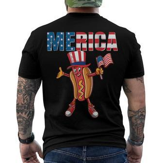 Merica Hot Dog 4Th Of July Dad American Flag And Hotdog Men's T-shirt Back Print - Seseable