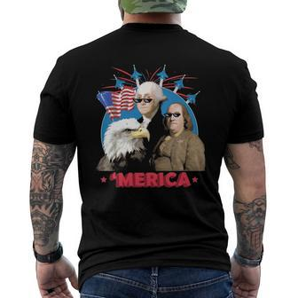 Merica Patriotic Party American Flag Eagle Men's Back Print T-shirt | Mazezy