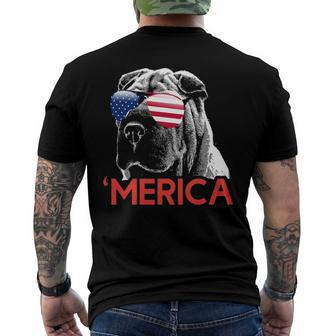 Merica Shar Pei American Flag 4Th Of July Men's Back Print T-shirt | Mazezy