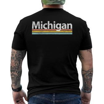 Michigan - Mi Vintage Worn - Retro Stripes Classic Men's Back Print T-shirt | Mazezy