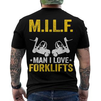 MILF Man I Love Forklifts Jokes Forklift Driver Men's T-shirt Back Print - Seseable