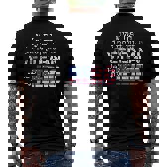 Womens Military Family Veteran Support My Dad Us Veteran My Hero V-Neck Men's Back Print T-shirt | Mazezy