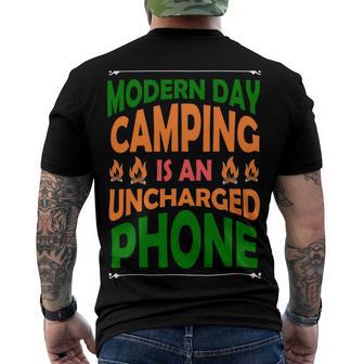 Modern Day Camping Is An Uncharged Phone Men's Crewneck Short Sleeve Back Print T-shirt | Favorety UK