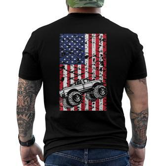 Monster Truck American Flag 4Th Of July Trucks Racing Usa Men's Back Print T-shirt | Mazezy