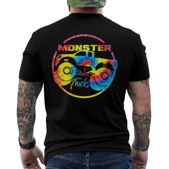 Monster Trucks Retro Tie Dye Off Road Lovers Men's Back Print T-shirt | Mazezy