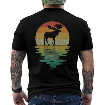 Moose Silhouette Sunset Retro Vintage 70S Nature Lover Men's Back Print T-shirt | Mazezy