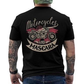 Motorcycles And Mascara Clothes Moped Chopper Motocross Men's Back Print T-shirt | Mazezy