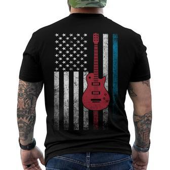 Musician Guitar Music 4Th Of July American Flag Usa America Men's T-shirt Back Print - Seseable